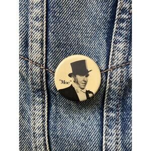 Three Stooges Moe Pinback Vintage Button Badge Movies Comedy Hollywood Pin  #016